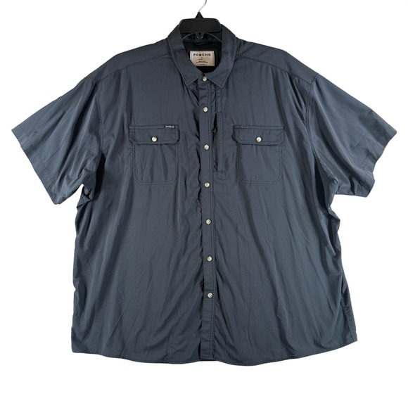 Poncho Outdoors Other - Poncho Fishing Shirt 3XL Black Magnetic Pockets Short Sleeve Outdoor PO#349